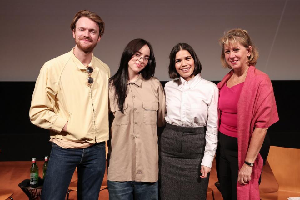 Finneas O’Connell, Billie Eilish, America Ferrera and Sharon Waxman (John Salangsang/Shutterstock)