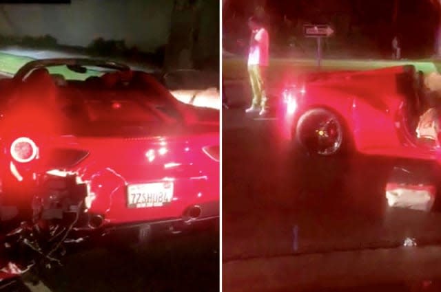 Rapper's son trashes Ferrari