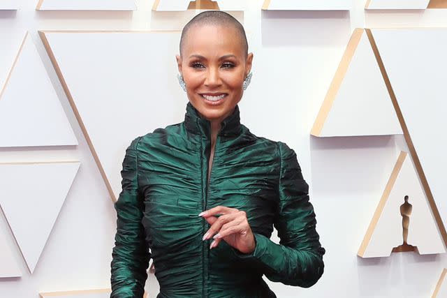 <p>David Livingston/Getty </p> Jada Pinkett Smith at the 94th Annual Academy Awards in 2022