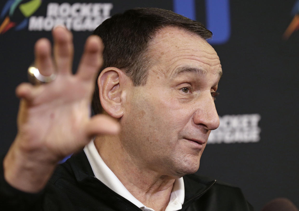Mike Krzyzewski has joined the general public in not caring about college basketball being set on fire in a federal courtroom. (AP)