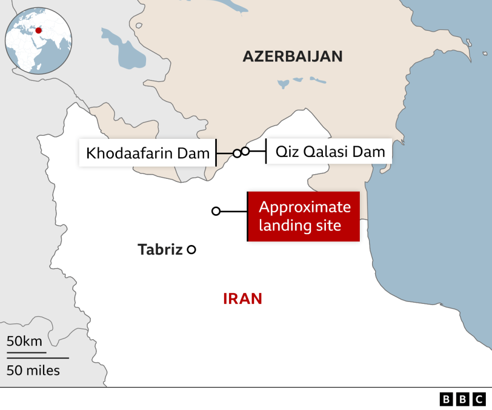 Map showing parts of Iran where  President Ebrahim Raisi visited on Sunday 