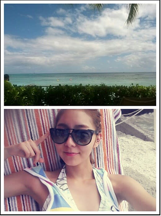 UEE in the middle of tanning on a beach