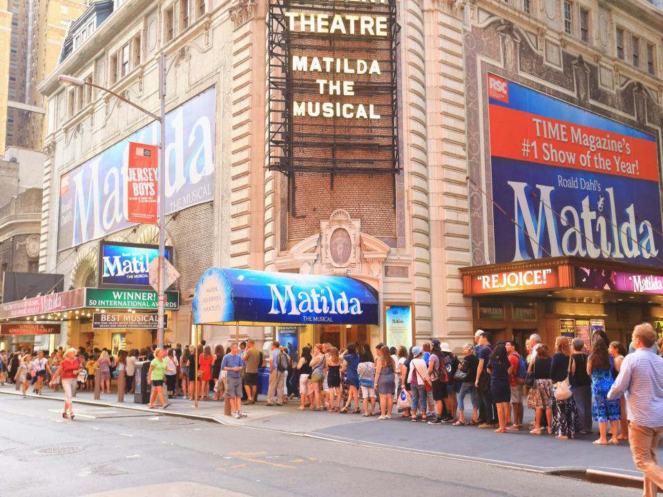 Broadway theater play lines crowds