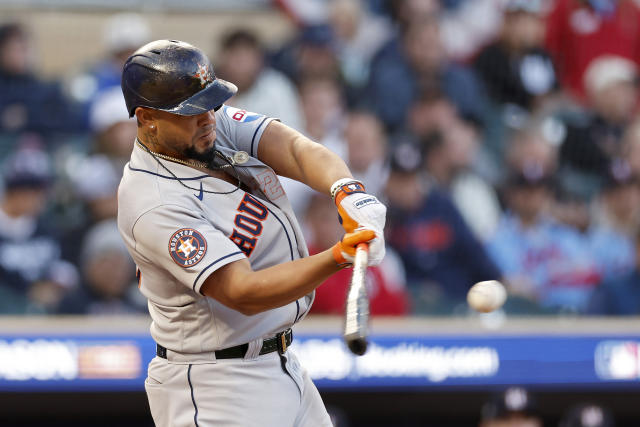 Derek Bell of the Houston Astros looks on during their MLB game News  Photo - Getty Images