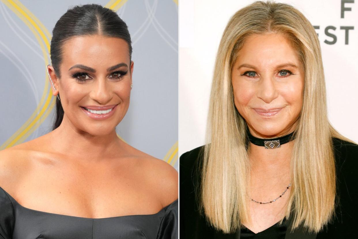 Lea Michele attends the 75th Annual Tony Awards at Radio City Music Hall on June 12, 2022 in New York City. (Photo by Kevin Mazur/Getty Images for Tony Awards Productions); Barbra Streisand attends "Tribeca Talks: Storytellers" during the 2017 Tribeca Film Festival at Borough of Manhattan Community College on April 29, 2017 in New York City. (Photo by Taylor Hill/Getty Images)