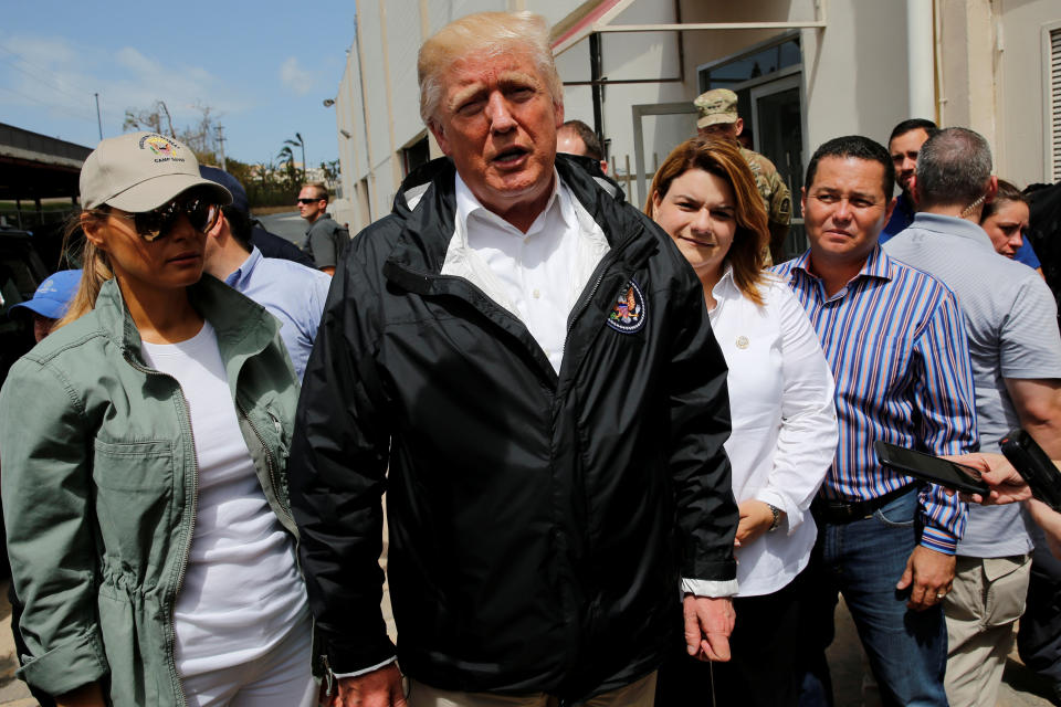 Trump tours relief efforts in Puerto Rico after Hurricane Maria