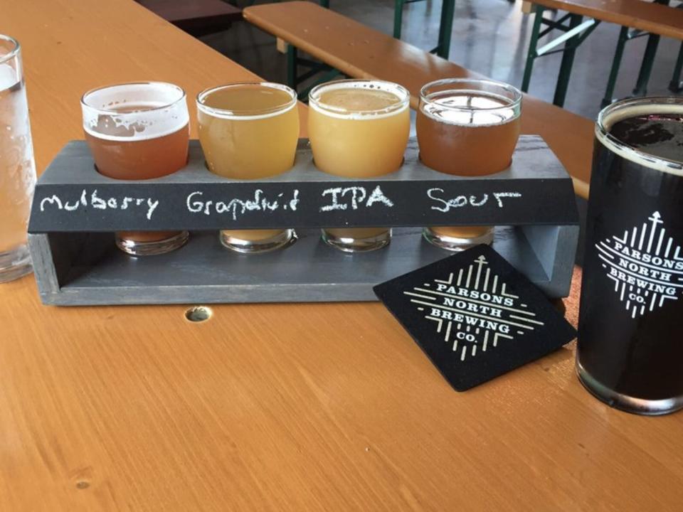 Beer flight from Parsons North Brewing