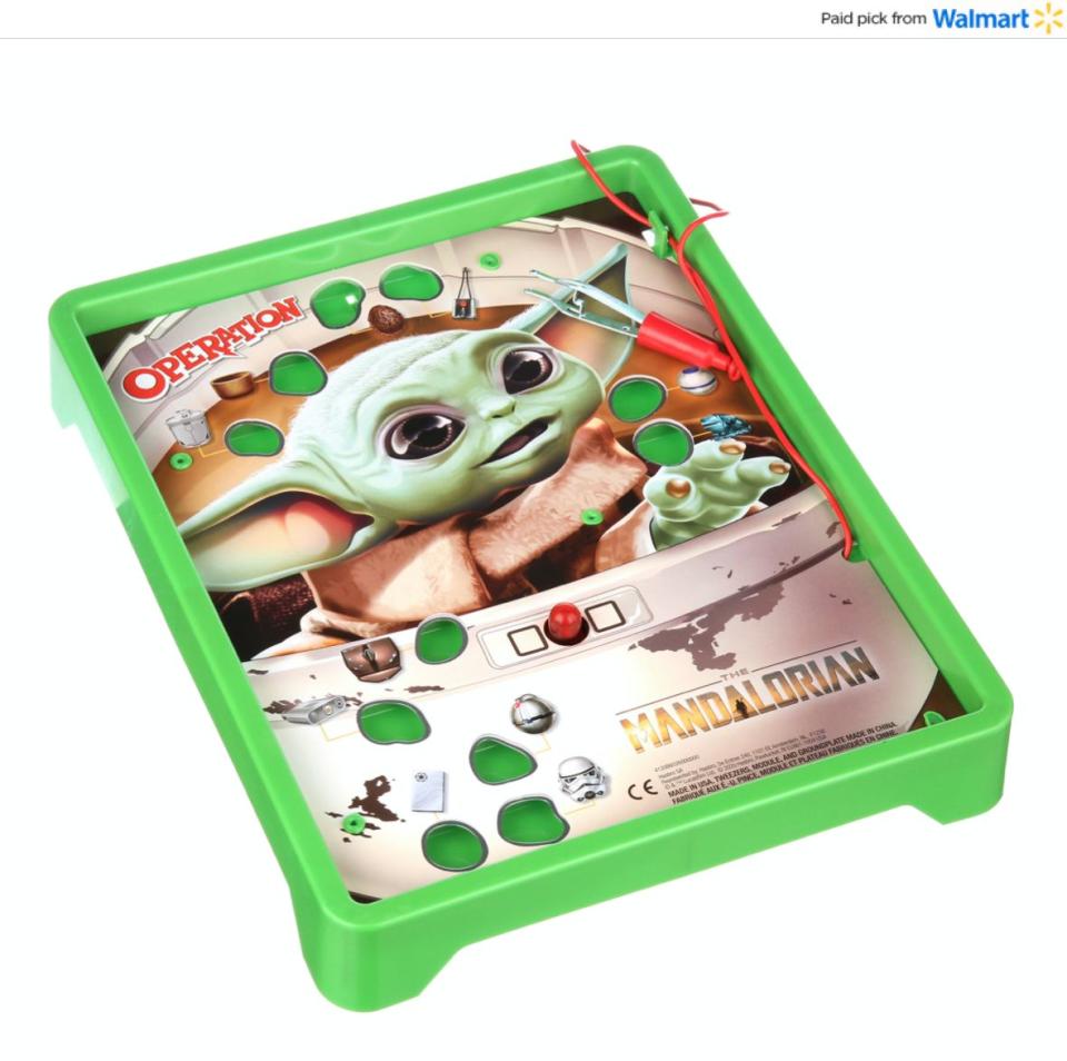 When it comes to classic games, "Operation" is up there. In this version, kids can take turns trying to get a frog, cup of broth and mudhorn egg with tweezers without setting off a buzzer. <a href="https://www.walmart.com/ip/Operation-Game-Star-Wars-The-Mandalorian-Edition-Game/263539418?sourceid=aff_ov_338446cb-ecfc-4727-be8a-820e84f07845&amp;veh=aff&amp;wmlspartner=aff_ov_338446cb-ecfc-4727-be8a-820e84f07845&amp;cn=FY21-Holiday-Gifting_st_hw_aff_nap_ov_snl_oth" target="_blank" rel="noopener noreferrer">Find it for $16 at Walmart</a>.