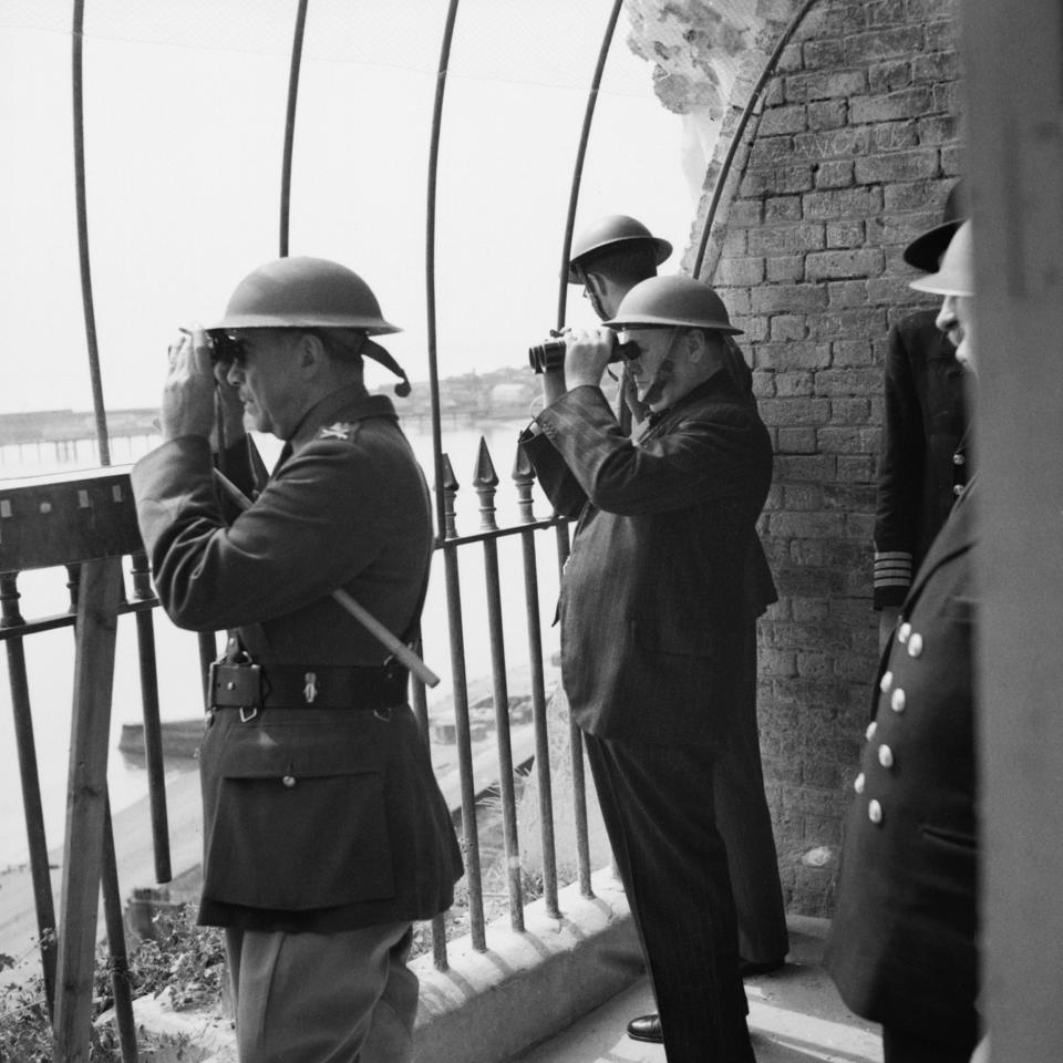 Churchill views activities in the Channel from an observation post at Dover Castle, August 1940 - Credit: Getty Images