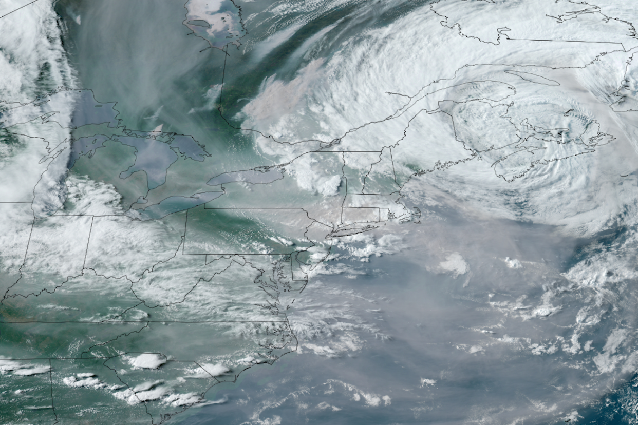 Wildfire smoke darkens skies across the Eastern U.S., June 7, 2023. CIRA / NOAA