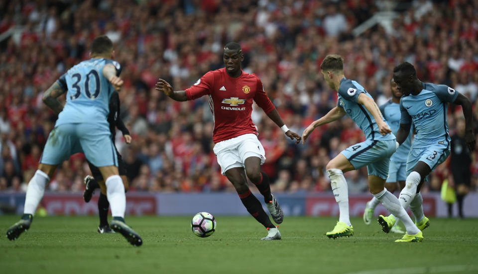 Paul Pogba n&#39;a pas été convaincant contre City, Oli SCARFF / AFP