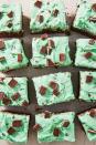 <p>These <a href="https://www.delish.com/cooking/recipe-ideas/g2796/brownie-recipes/" rel="nofollow noopener" target="_blank" data-ylk="slk:brownies;elm:context_link;itc:0;sec:content-canvas" class="link ">brownies</a> really double down on the mint with Andes candies (on top and <em>in</em> the brownies) AND mint frosting. They don't need to be green if you're anti-food coloring (or used it all up for your <a href="https://www.delish.com/cooking/recipe-ideas/a26413547/green-beer-st-patricks-day-recipe/" rel="nofollow noopener" target="_blank" data-ylk="slk:green beer;elm:context_link;itc:0;sec:content-canvas" class="link ">green beer</a>), but we think it adds some extra holiday fun.</p><p>Get the <strong><a href="https://www.delish.com/cooking/recipe-ideas/recipes/a55420/mint-chocolate-chip-brownies-recipe/" rel="nofollow noopener" target="_blank" data-ylk="slk:Mint Chocolate Chip Brownies recipe;elm:context_link;itc:0;sec:content-canvas" class="link ">Mint Chocolate Chip Brownies recipe</a></strong>.</p>