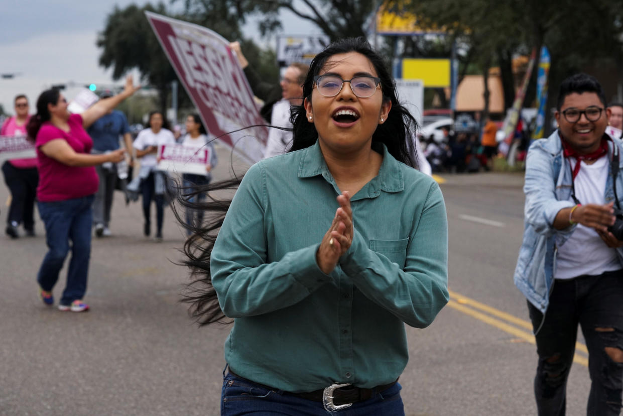 Jessica Cisneros participates in the Citrus Parade in Mission, Texas, in 2020.