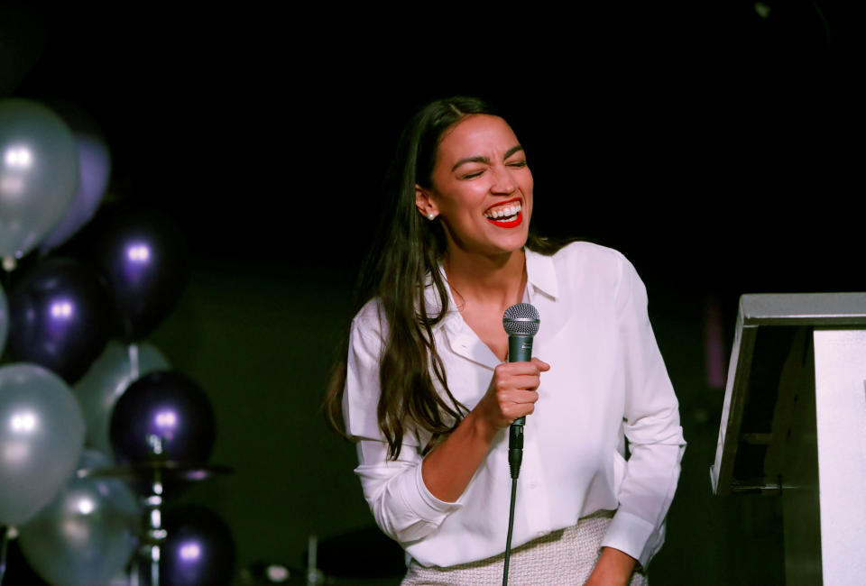 Democratic congressional candidate Alexandria Ocasio-Cortez speaks at her midterm election night party in New York City, U.S. November 6, 2018. (Photo: Andrew Kelly/Reuters)