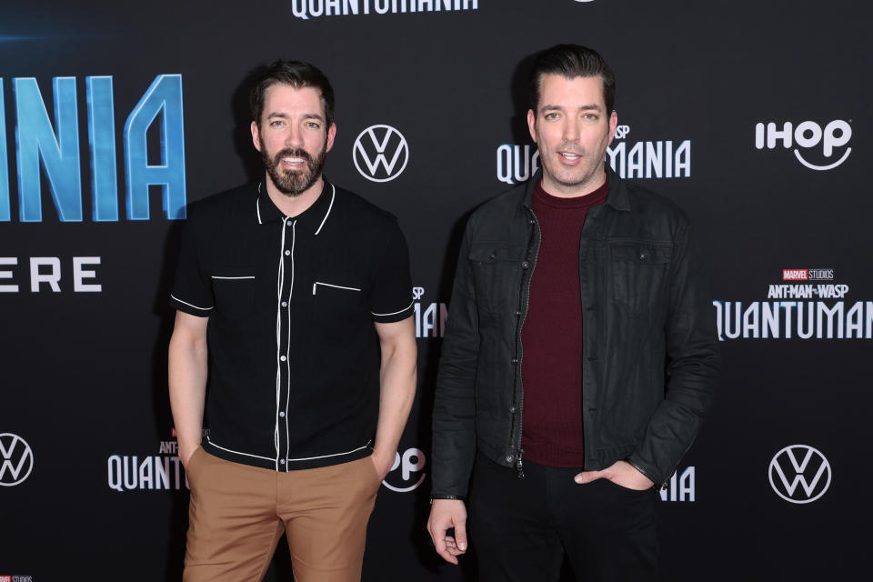 LOS ANGELES, CALIFORNIA - FEBRUARY 06: (L-R) Drew Scott and Jonathan Scott attend Marvel Studios' “Ant-Man And The Wasp: Quantumania" at Regency Village Theatre on February 06, 2023 in Los Angeles, California. (Photo by Phillip Faraone/GA/The Hollywood Reporter via Getty Images)