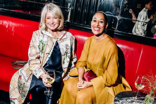 <p>Nina Westervelt/WWD via Getty</p> Martha Stewart and Tracee Ellis Ross