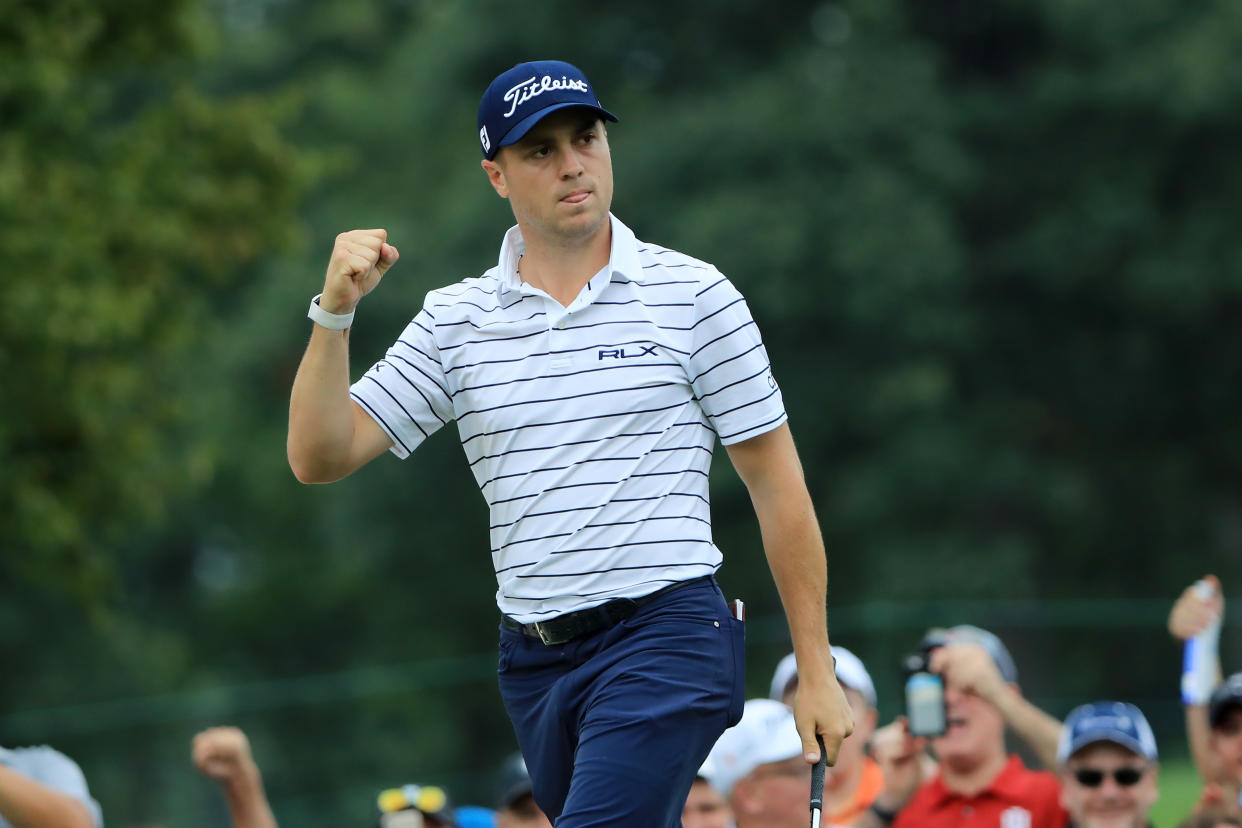 Justin Thomas carded eight birdies and two eagles on Saturday to capture the lead at the BMW Championship.