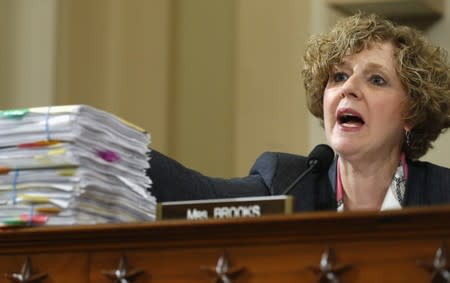 FILE PHOTO - Rep. Brooks questions former Secretary of State Hillary Clinton during House Select Committee on Benghazi in Washington