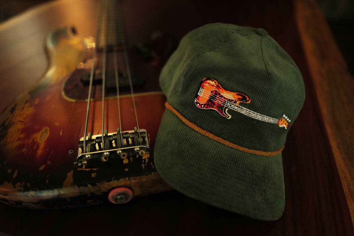 The J.T. Cure Bass Guitar Hat is for sale online at Newfrontierbrand.com for $30. Provided