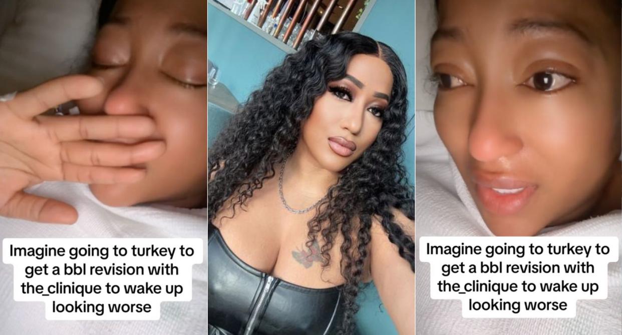 Krystal Autor posted a tearful video from her hospital bed in Istanbul, Turkey after undergoing a BBL (Credit: Krystal Autor)