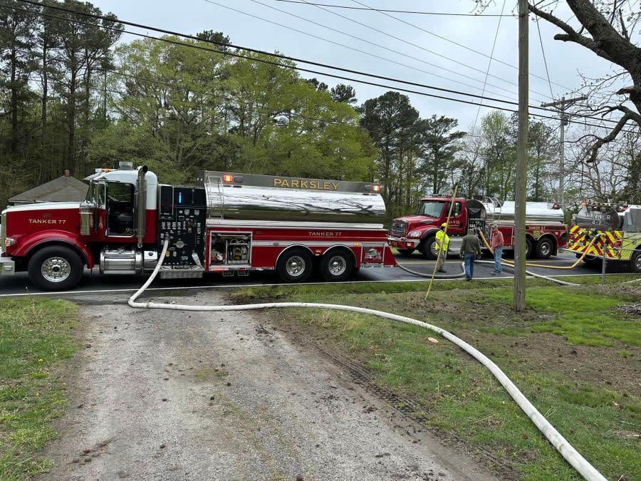 Firefighters respond to a fatal fire in the Bloxom area of Accomack County on April 19, 2024 (Courtesy of Parksley Volunteer Fire Department)