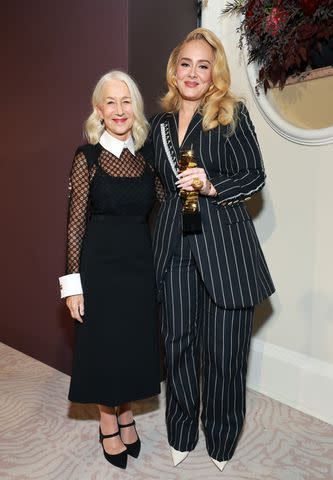 <p>Matt Winkelmeyer/The Hollywood Reporter via Getty </p> Helen Mirren and Adele in Los Angeles on Dec. 7, 2023