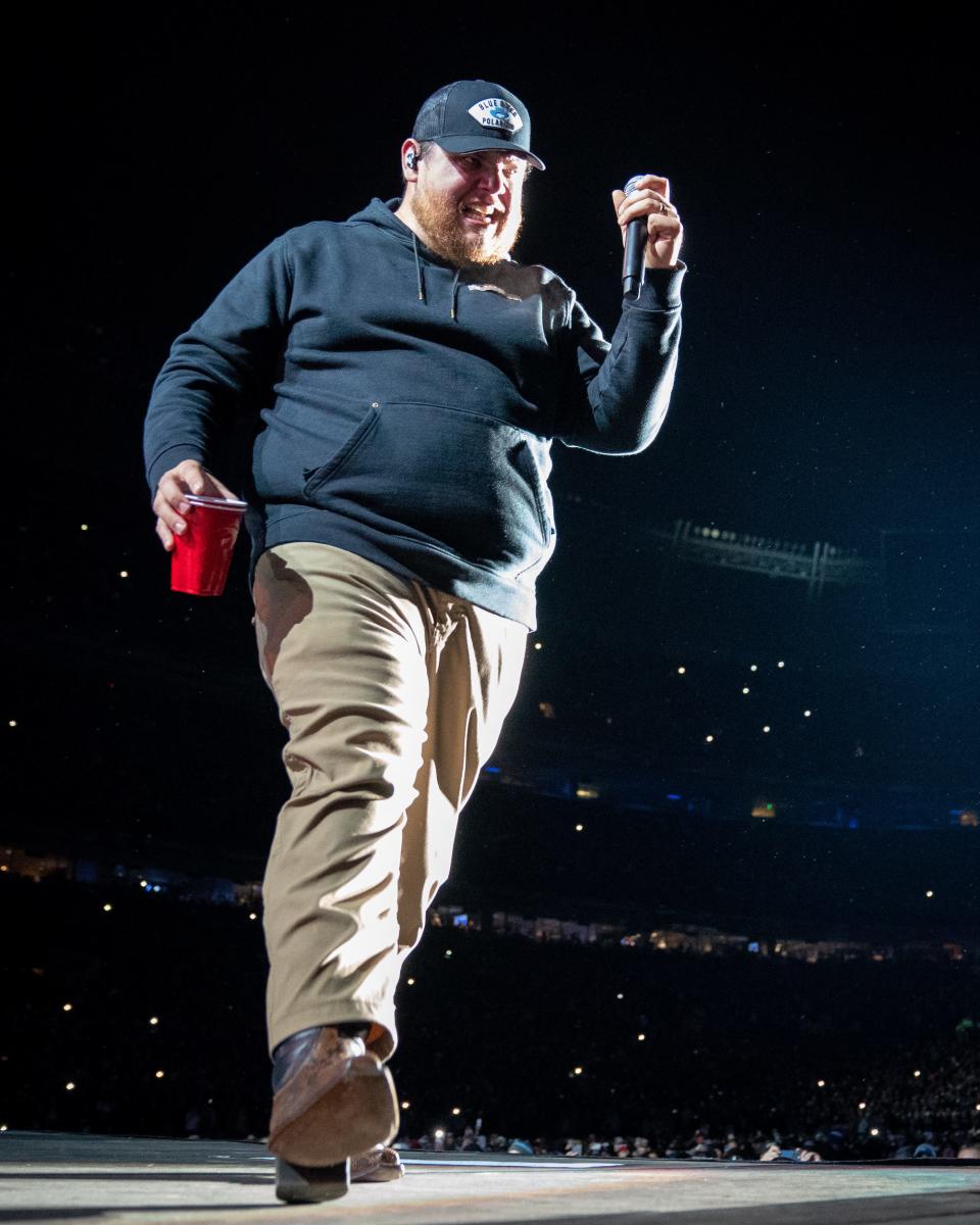 Luke Combs performs at Empower Field at Mile High in Denver, Colo., Saturday, May 21, 2022. The show kicked off Combs’ first-ever headlining stadium tour.