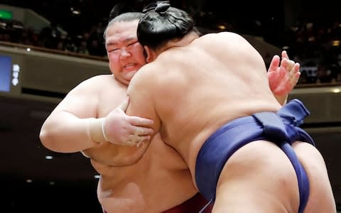 Kisenosato decided to retire after three straight losses at the New Year Grand Sumo Tournament in Tokyo - Credit: Kyodo News / AP&nbsp;