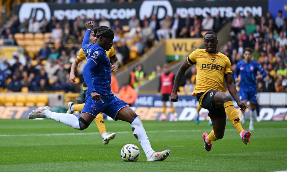 <span>Noni Madueke completes his second half hat-trick, all from Cole Palmer assists, to seal Chelsea’s first Premier League win of the season.</span><span>Photograph: Shaun Botterill/Getty Images</span>