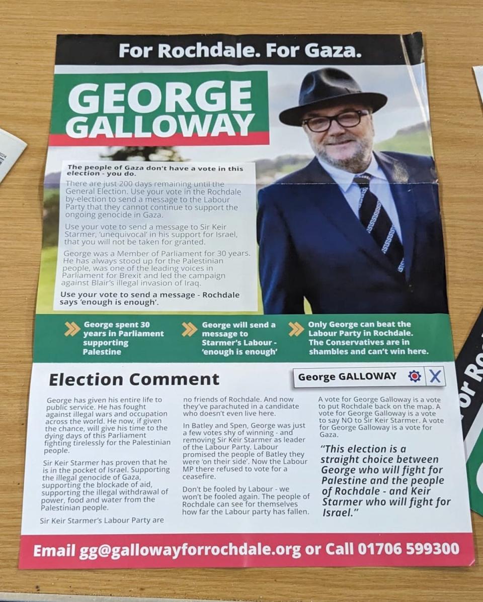 Mr Galloway has based much of his campaign on around Israel/Palestine (Independent)
