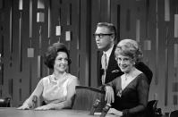 <p> Betty White as a guest on the Gameshow PASSWORD in 1965 with host Allen Ludden and guest Arlene Francis. </p>