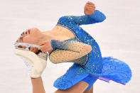 <p>Japan’s Satoko Miyahara competes in the women’s single skating free skating of the figure skating event during the Pyeongchang 2018 Winter Olympic Games at the Gangneung Ice Arena in Gangneung on February 23, 2018. / AFP PHOTO / Mladen ANTONOV </p>