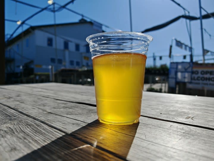 A photo of a beer in a plastic cup, taken with the Honor Magic 6 RSR.