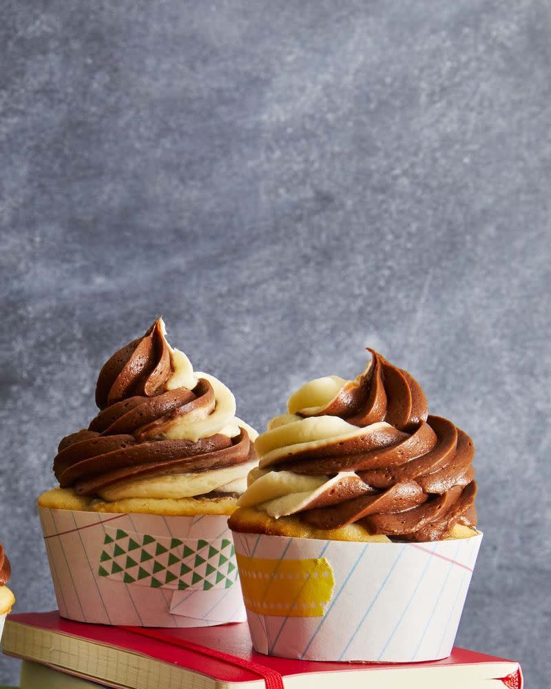 Chocolate Chunk Cupcakes with Swirled Frosting