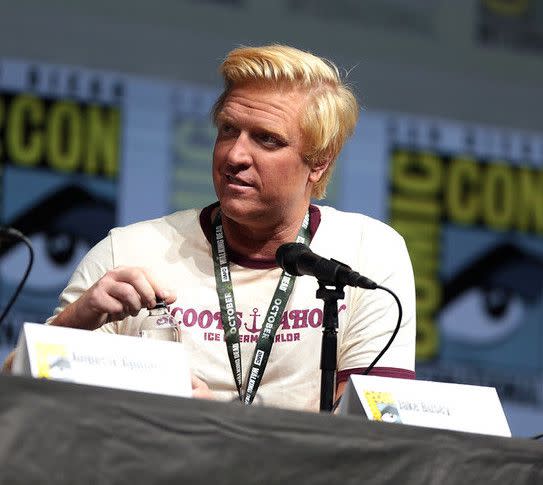 Jake Busey speaking at the 2018 San Diego Comic Con International, for "The Predator", at the San Diego Convention Center in San Diego, California.