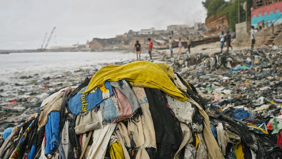 Clothing waste on a beach in Accra.