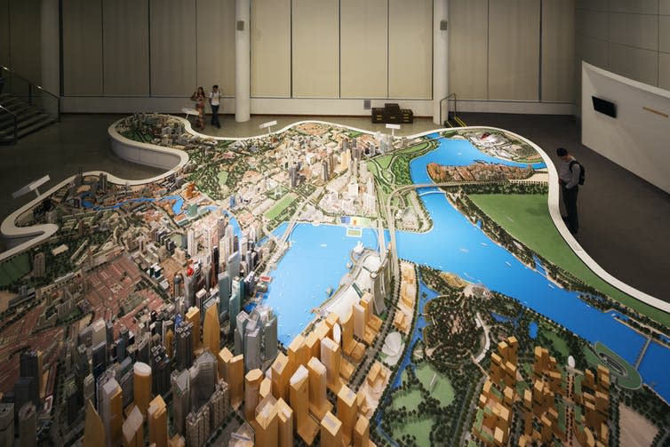 <span class="caption">Scale model of Singapore.</span> <span class="attribution"><a class="link " href="https://www.shutterstock.com/image-photo/south-east-asia-singapore-december-3rd-414308821?src=h_QJ_UpVWgAK4pR9Umgk2A-1-0" rel="nofollow noopener" target="_blank" data-ylk="slk:Christian Kober/Shutterstock.;elm:context_link;itc:0;sec:content-canvas">Christian Kober/Shutterstock.</a></span>