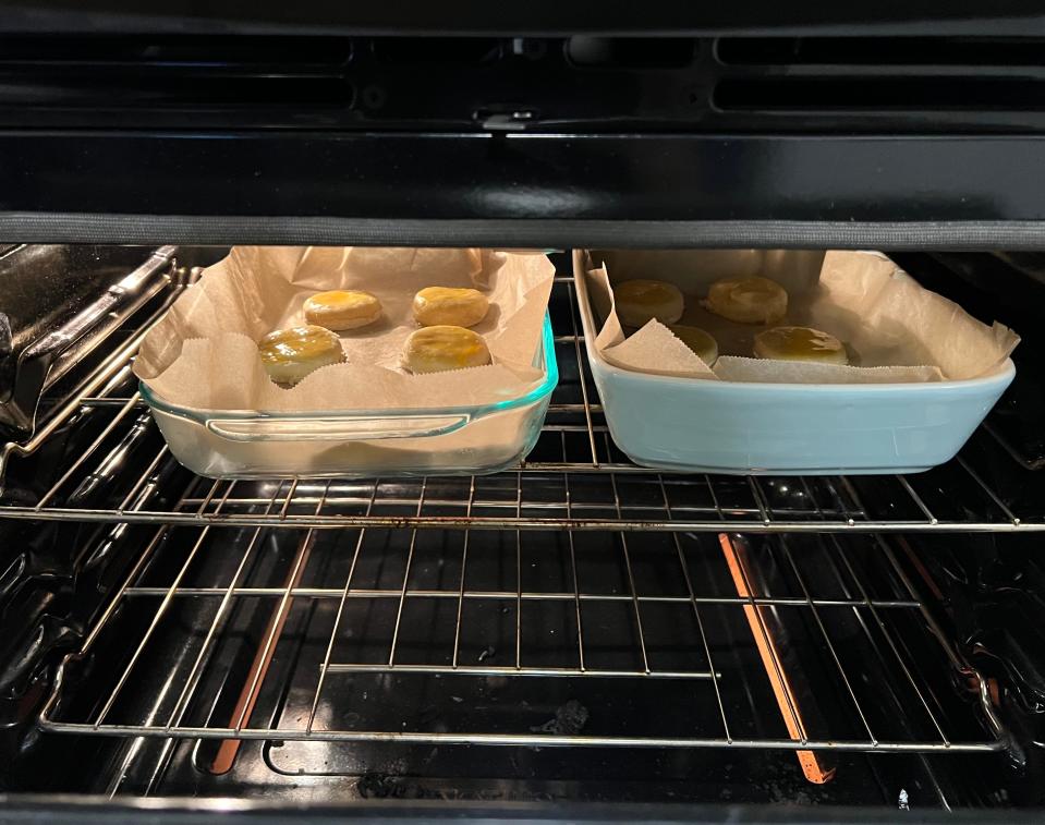 The scones in the oven.