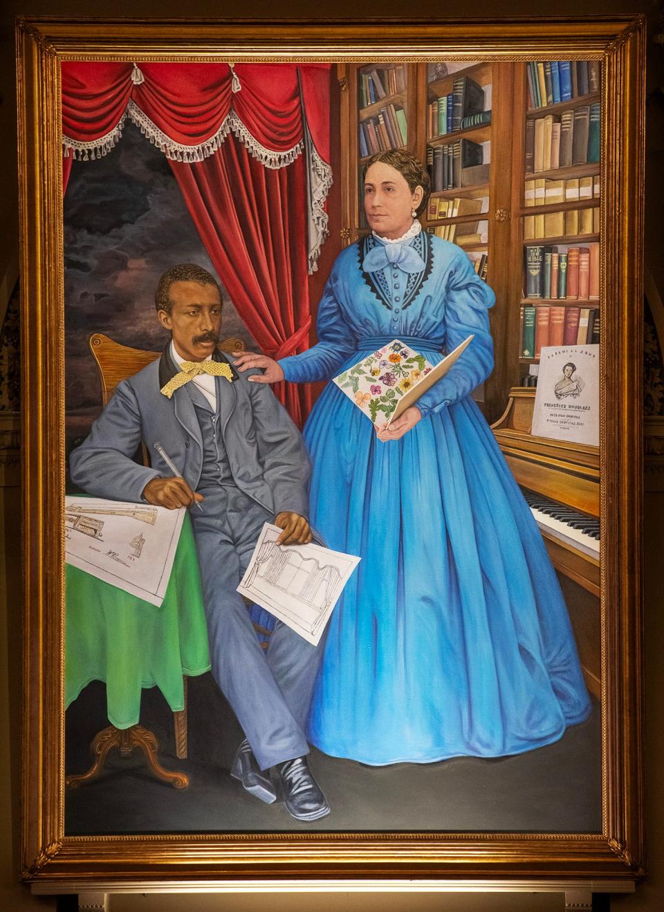 The new portrait of Worcester business owners and abolitionists William and Martha Brown, by artist Brenda Zlamany.
