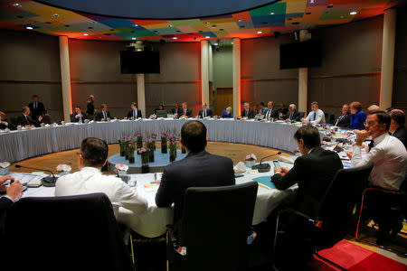 General view of a hall during an extraordinary European Union leaders summit to discuss Brexit, in Brussels, Belgium April 10, 2019. Olivier Hoslet/Pool via REUTERS