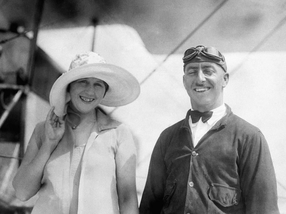 Honolulu aviator Martin Jensen and his wife Marguerita Jensen, who was also a pilot, pose for a photo in 1927.