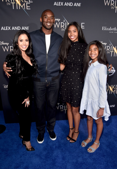 Vanessa, Kobe Bryant, Natalia and Gianna Bryant arrive at the world premiere of Disney's 'A Wrinkle in Time'