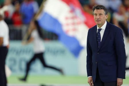 Sebastian Coe, President of the IAAF, looks on during opening ceremonies for the IAAF World Indoor Athletics Championships in Portland, Oregon March 17, 2016. REUTERS/Mike Blake