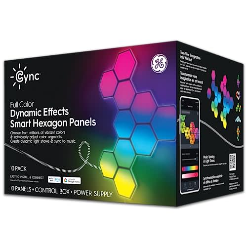 GE CYNC Dynamic Effects Smart LED Hexagon Light Panels, Full Color, Works with Alexa and Google, Wi-Fi Enabled (10 Pack) (AMAZON)
