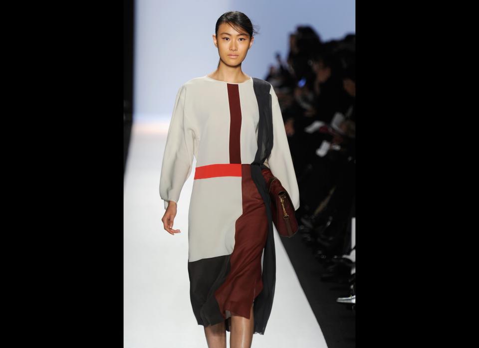 NEW YORK, NY - FEBRUARY 09:  A model walks the runway at the BCBG Max Azria Fall 2012 fashion show during Mercedes-Benz Fashion Week at The Theatre at Lincoln Center on February 9, 2012 in New York City.  (Photo by Frazer Harrison/Getty Images for Mercedes-Benz Fashion Week)