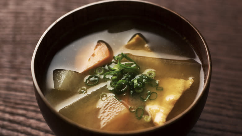 Japanese soups in bowls
