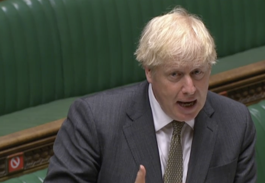 Boris Johnson responds to Sammy Wilson's accusation that the government is using coronavirus 'scare tactics'. (Parliamentlive.tv)