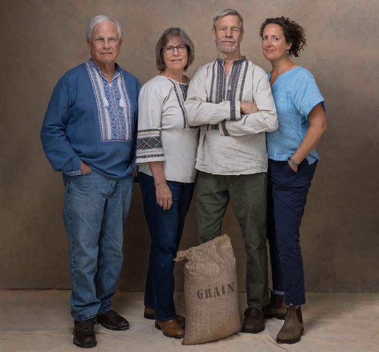 Common Man for Ukraine delivers food, humanitarian aid, and trauma counseling to Ukrainian children of war. From left, Steve Rand, Susan Mathison, Alex Ray, and Lisa Mure.