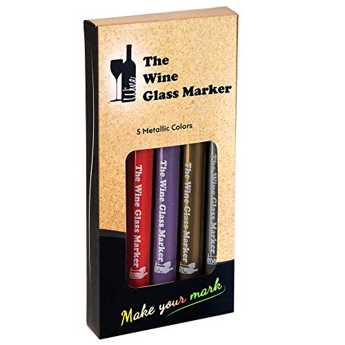 The Original Wine Glass Markers - (Set of 5 Wine Markers) - Lifetime Replacement Warranty -Vibrant Colors - Wine Glass Charms - Fun Wine Accessories - Write on any glassware - Easy Erasable (Amazon) (Amazon / Amazon)