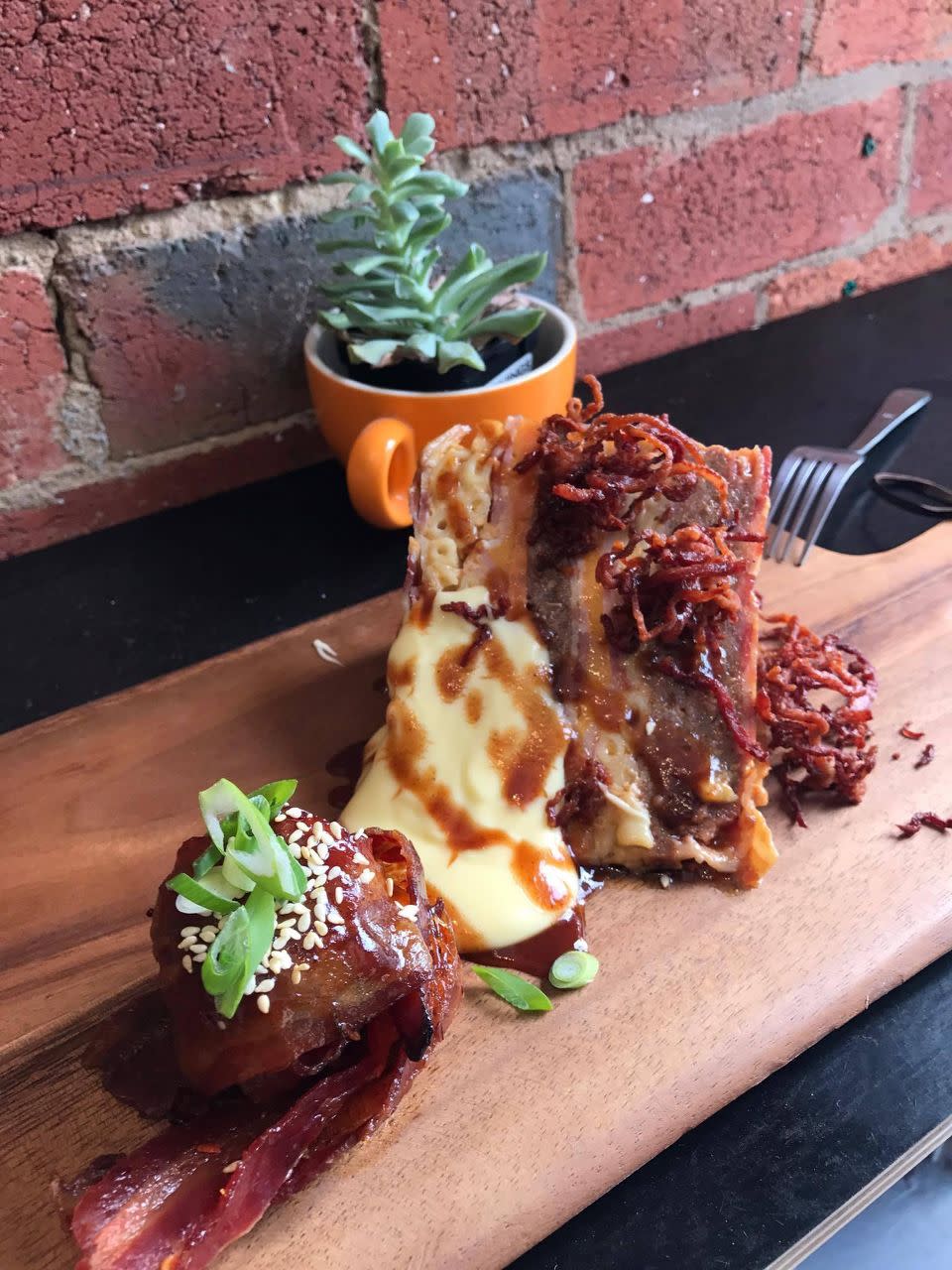 Introducing Third Wave Cafe's bacon cake: 14 kilos of layered meaty goodness. Photo: Be